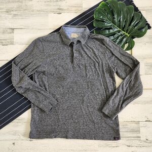 Faherty Long Sleeve Luxe Collared Heather Polo Grey Size Large